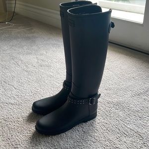 Hunter tall biker rain boots
